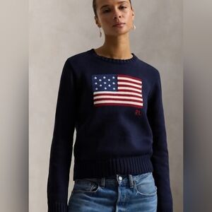 Polo Ralph Lauren the iconic flag sweater in navy blue cotton M